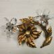 Candle holder gold metal and glass