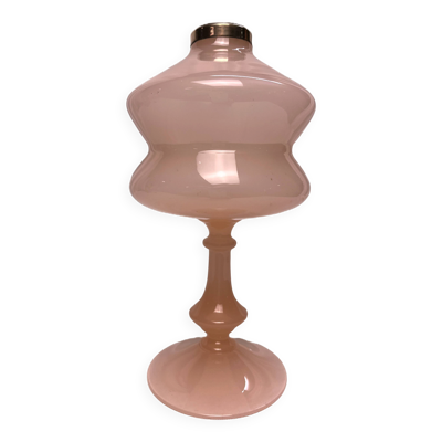Pied de lampe opaline rose vers 1940