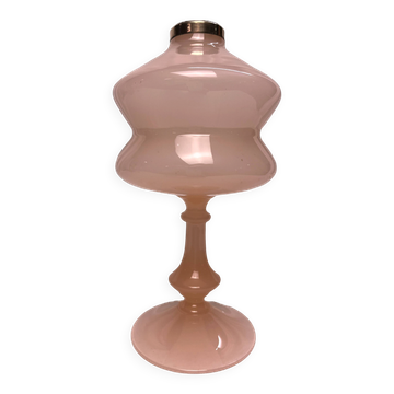 Pied de lampe opaline rose vers 1940