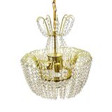 Kamenický Šenov crystal chandelier, gilded brass, 1970s, Czechoslovakia