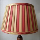 Vintage wooden table lamp with pleated fabric lampshade 1970