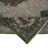 Handwoven overdyed turkish 1970s 190 cm x 302 cm grey carpet