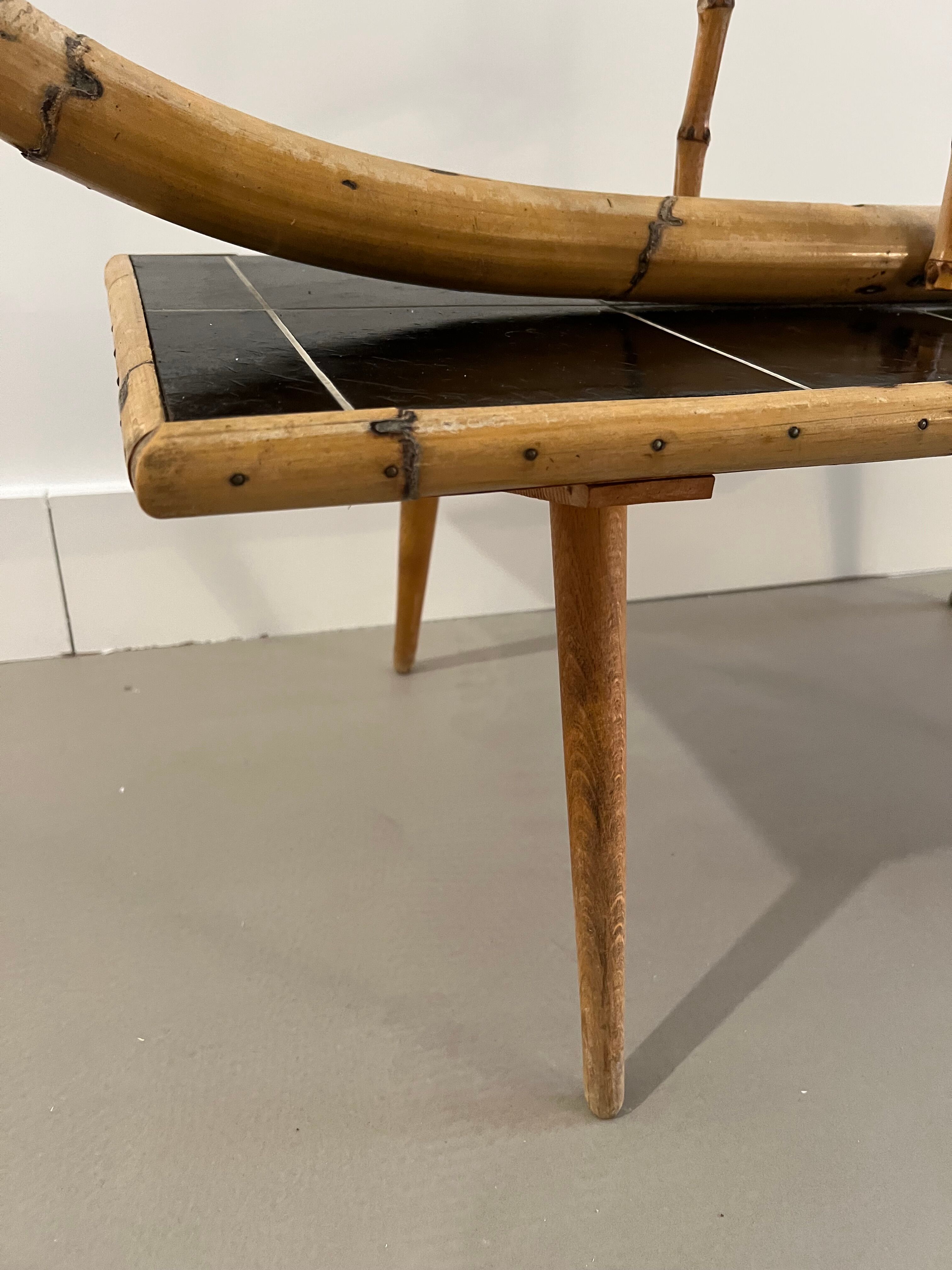 Vintage rattan plant door coffee table