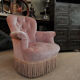 Former Napoleon lll toad chair in pink fabric on wheels