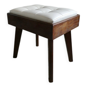 Tabouret en bois et Skaï,