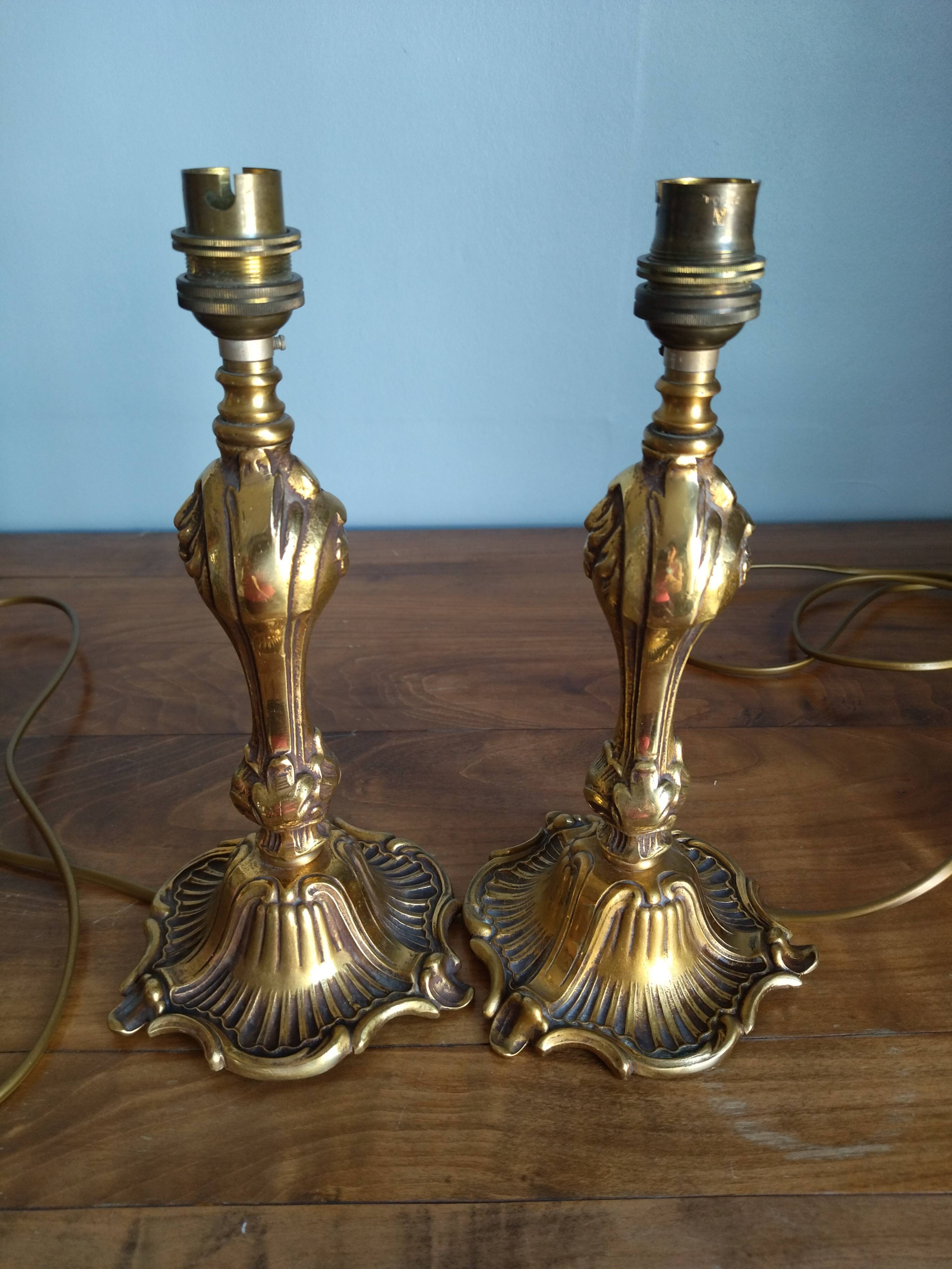 Pair of vintage bronze lamps