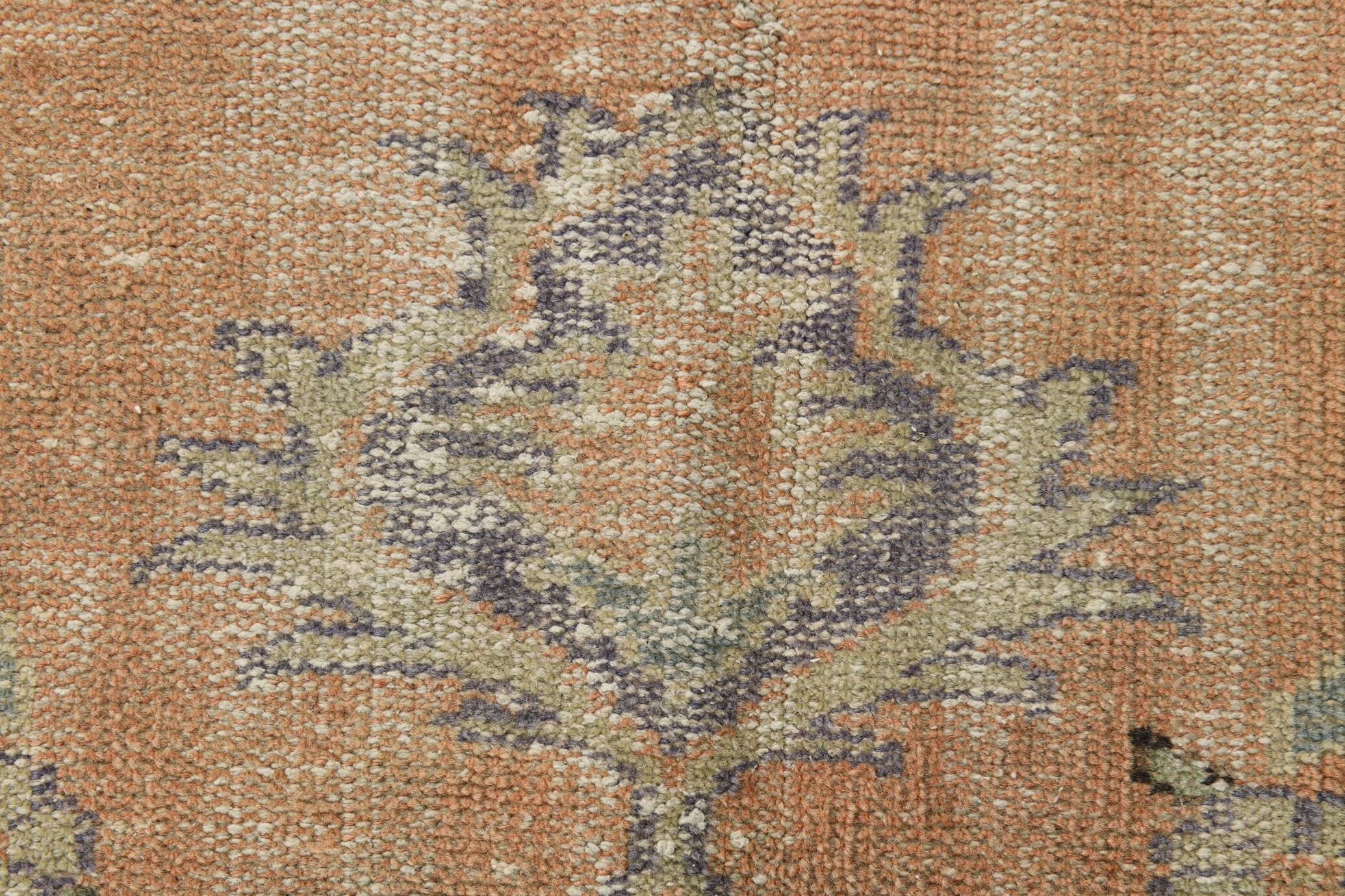 6x9 Peach & Cream Oriental Style Pattern Vintage Rug, 188x288Cm