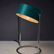 Petrol green table lamp with chromed steel base