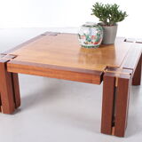 Brutalist Teak wood coffee table, 1970s