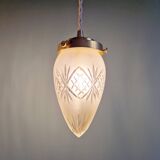 Pendant in satin-finished crystal cut into a point (4 available), early 20th century.