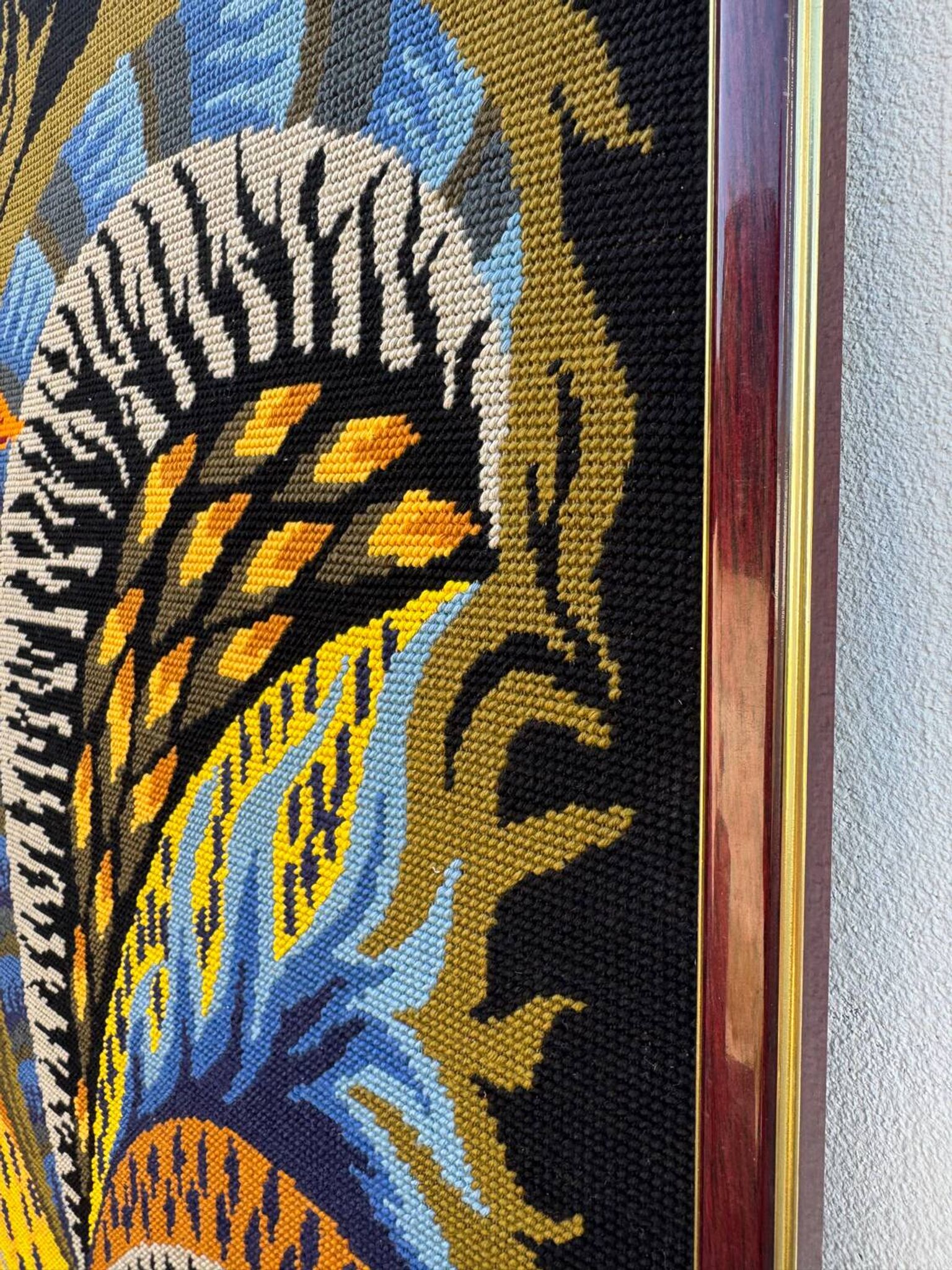 Flamboyant rooster tapestry from the 70s