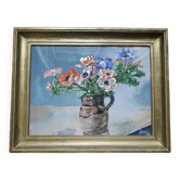 Tableau ancien signé représentant un bouquet d'anémones