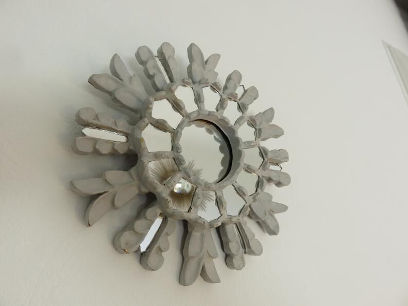 Wooden sun mirror with art deco inlays 40/50