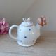 Madame Goose Stoneware Teapot with Umbrella and Bonnet