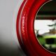 Vintage bright red ceramic mirror 1960