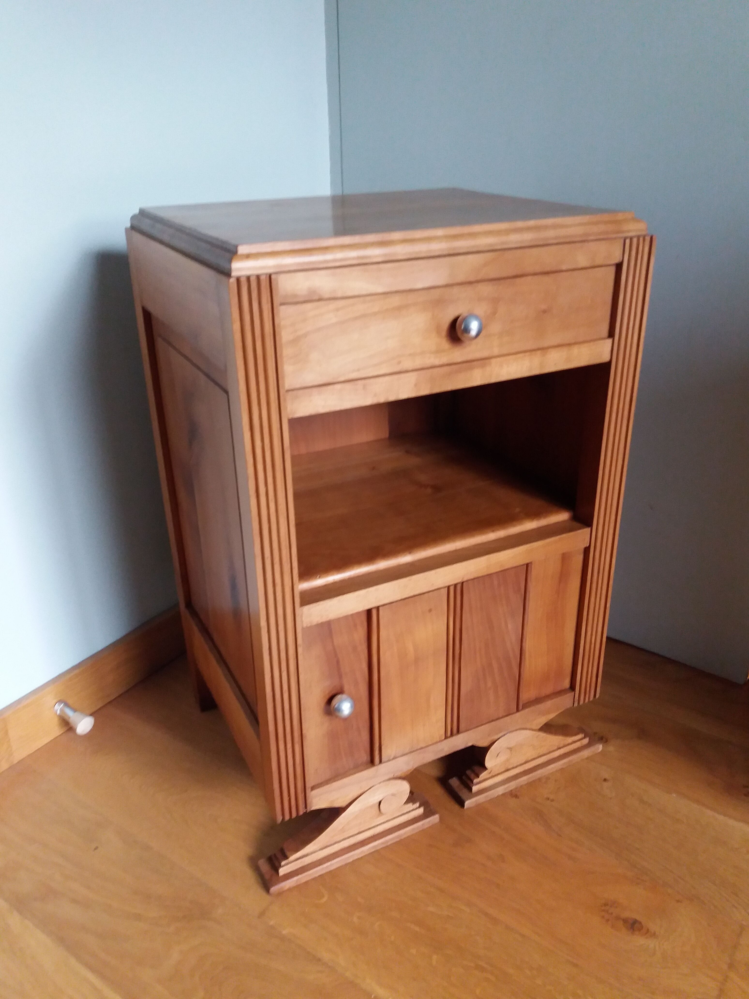 Art deco wooden bedside table