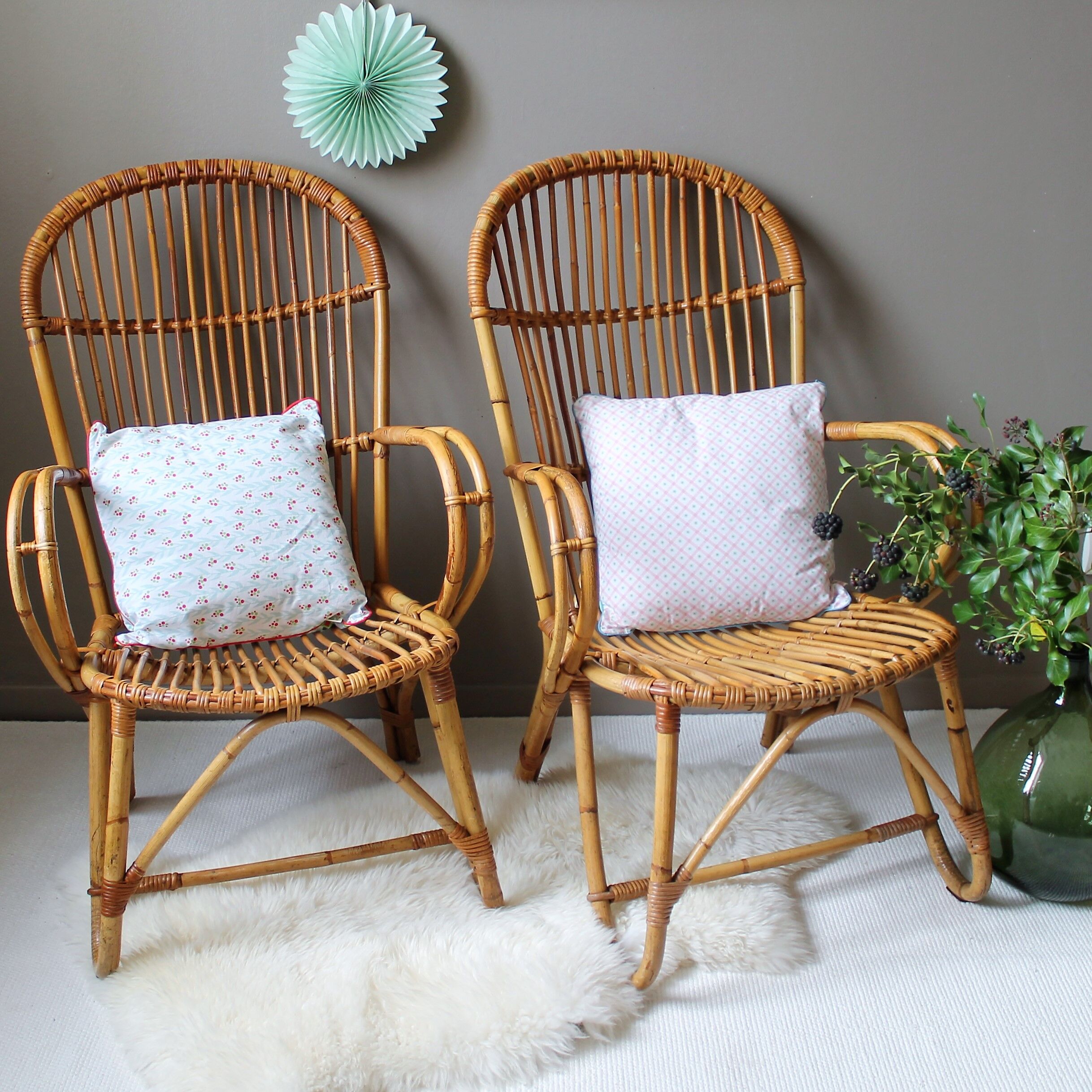 Vintage adult rattan armchair