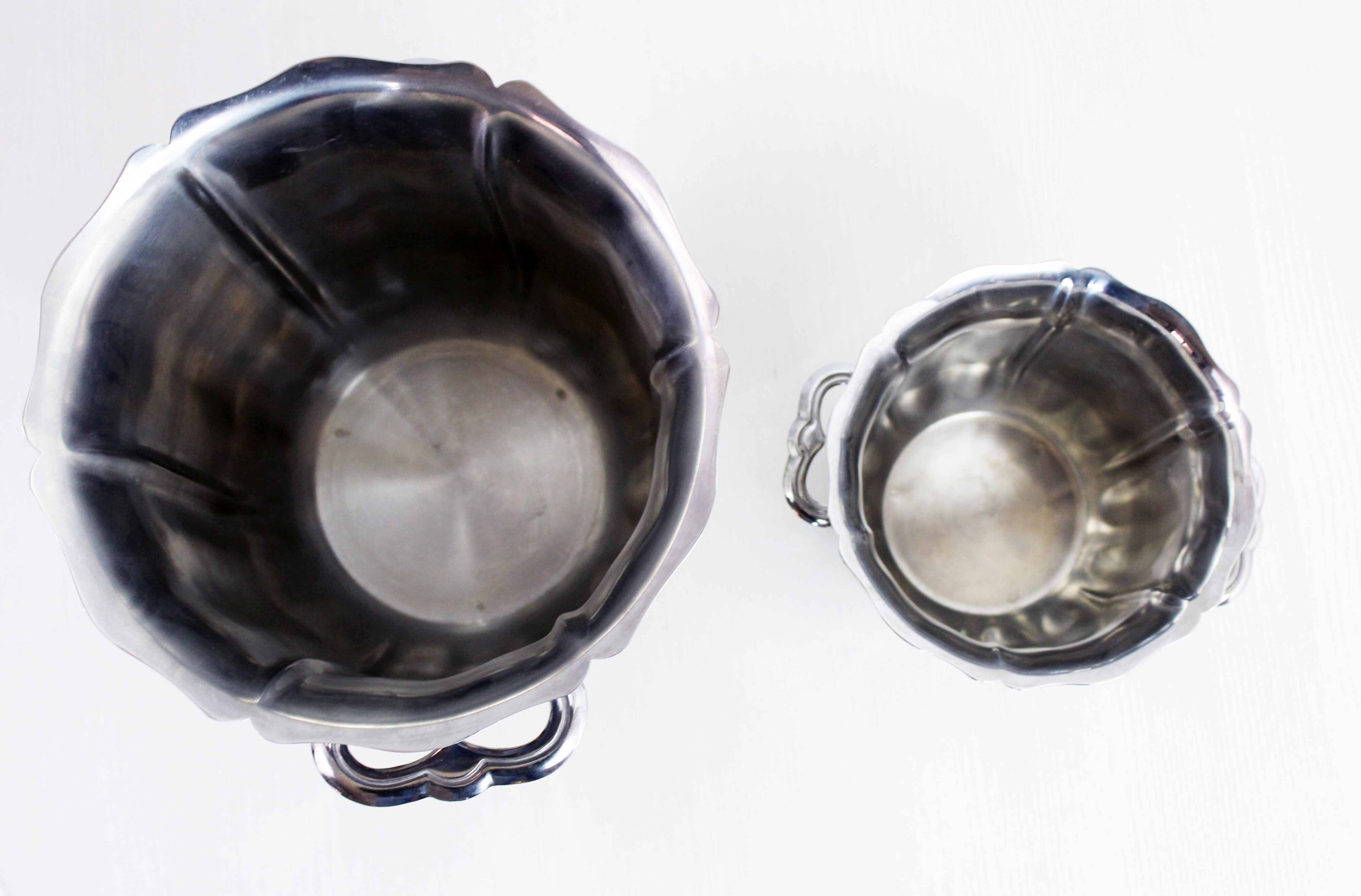 Vintage stainless steel champagne bucket and ice bucket