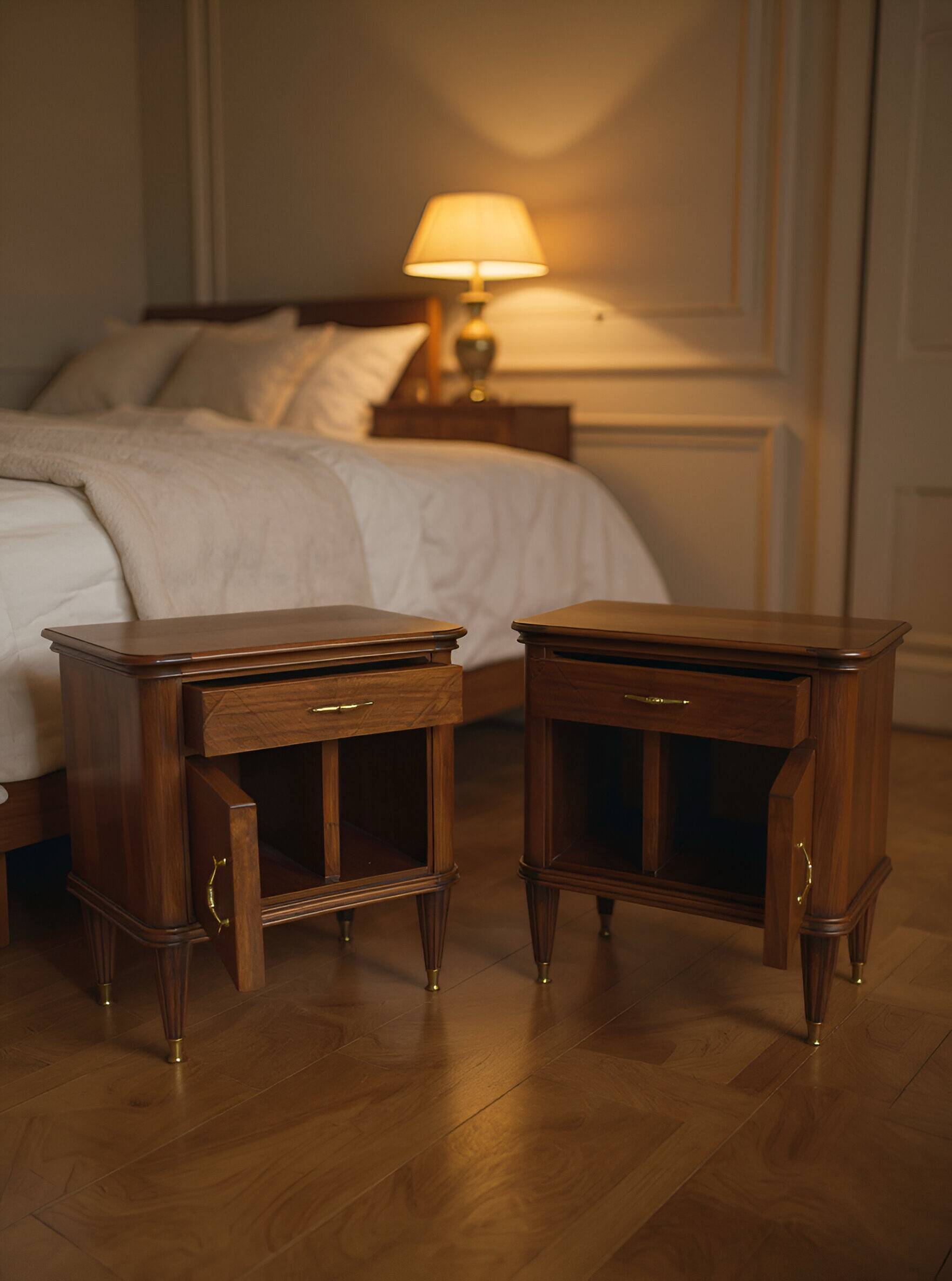 Pair of Italian bedside tables from the mid-20th century.