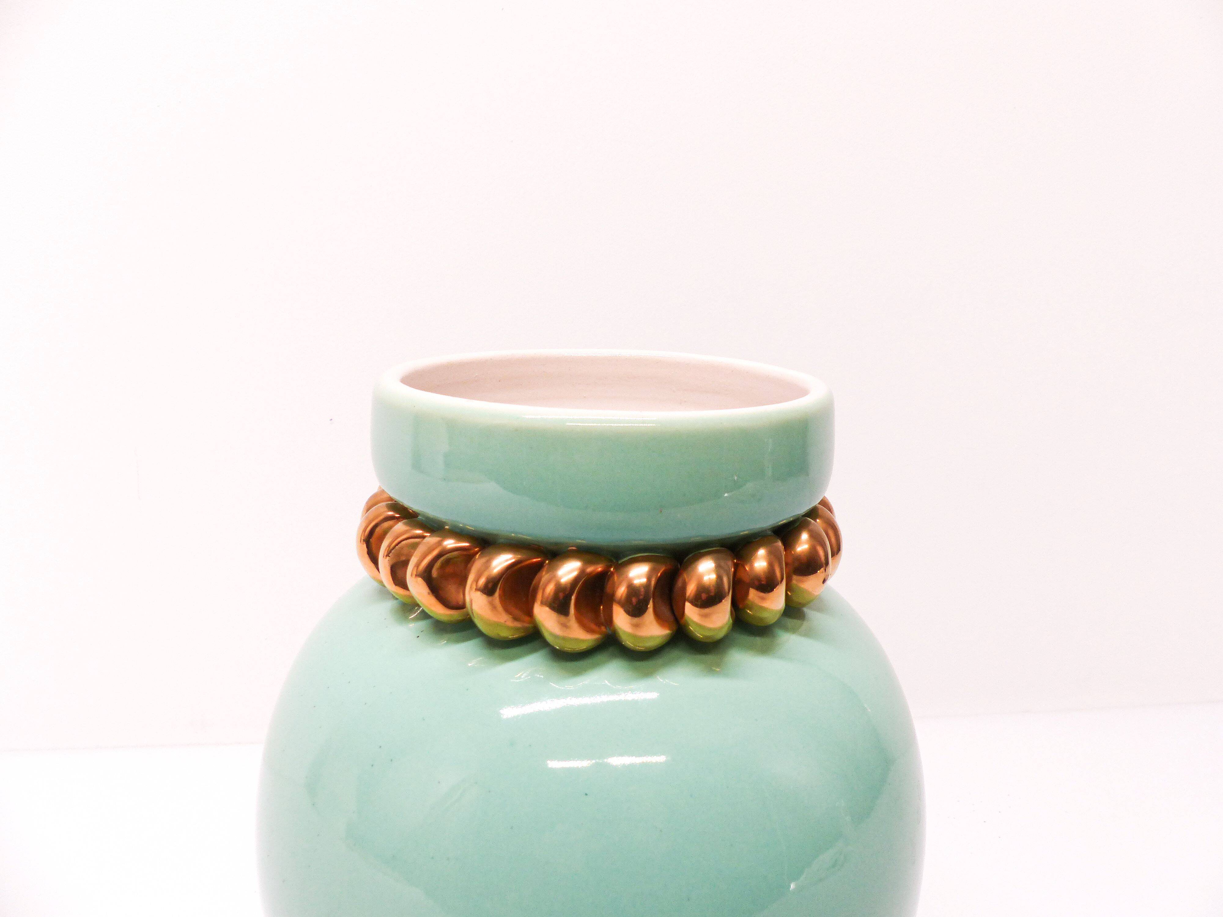 Pol Chambost vase in green earthenware 1950