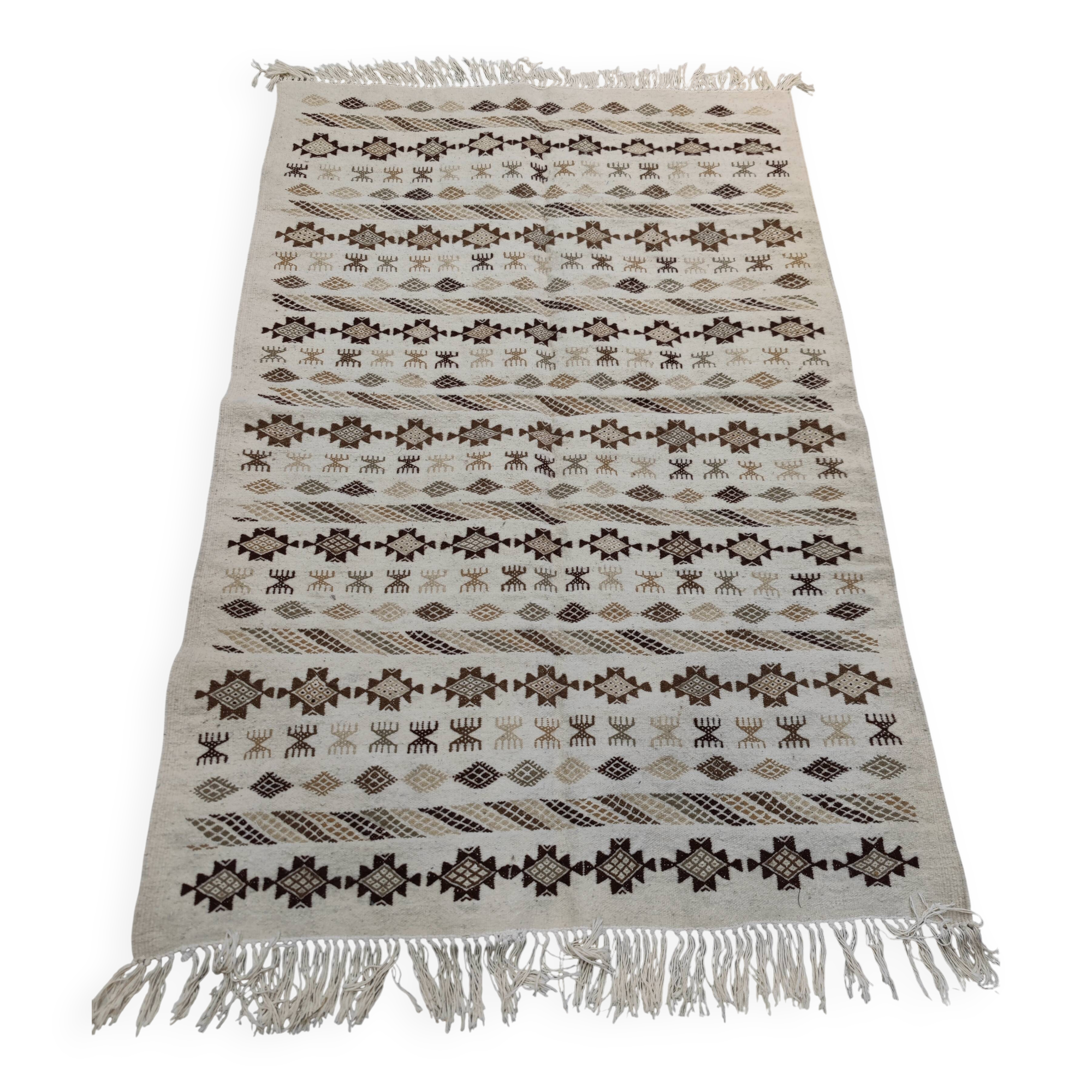 Certified hand-woven Berber patterned rug