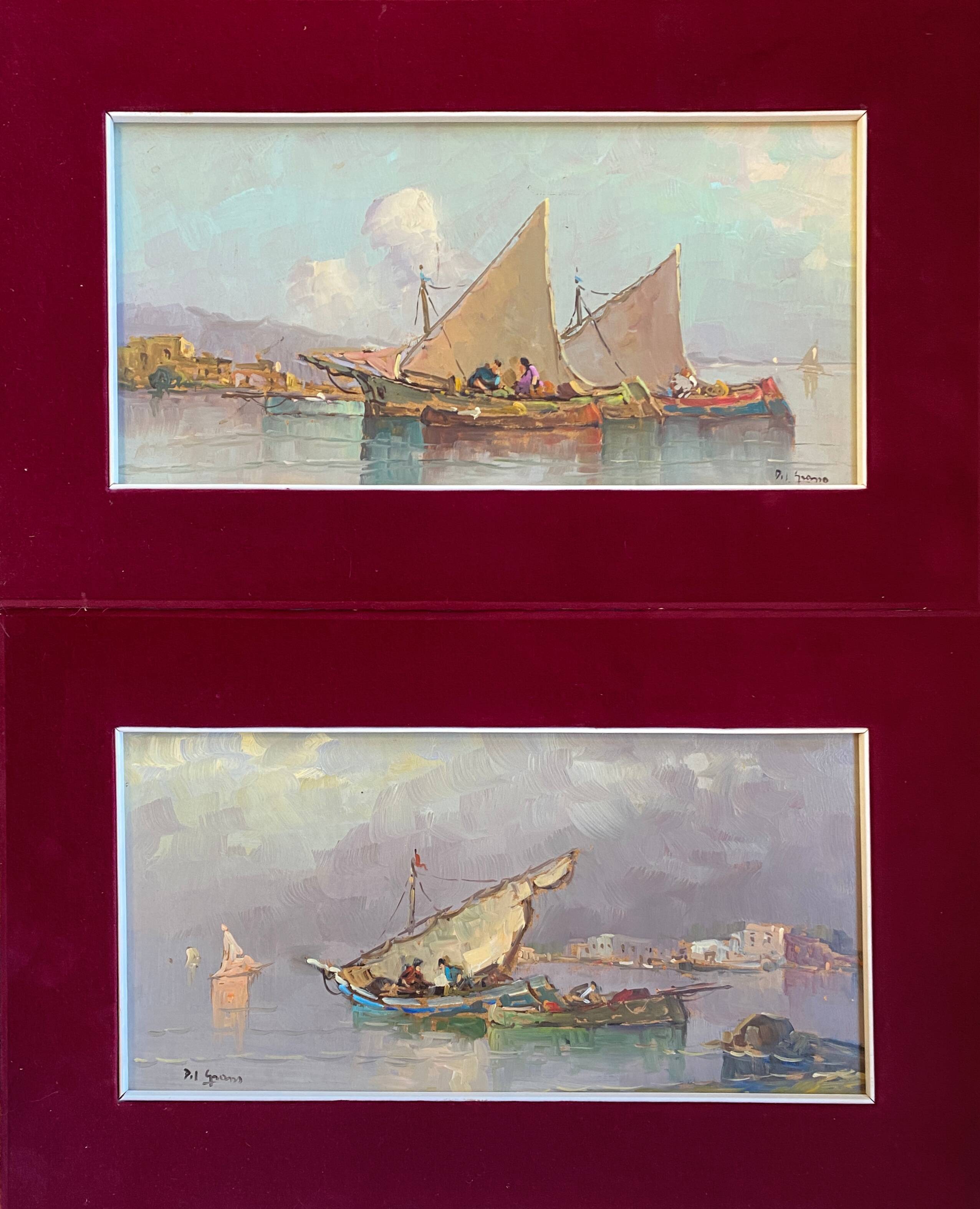 Counterpart of paintings "Sailing boats Felouks Gondolas" signed Orientalists
