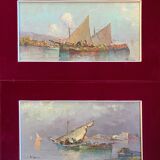 Counterpart of paintings "Sailing boats Felouks Gondolas" signed Orientalists