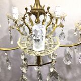 Lustre 5 lumières en laiton et pampilles