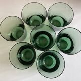 Set de 7 verres gobelets XXL en verre vert 1960