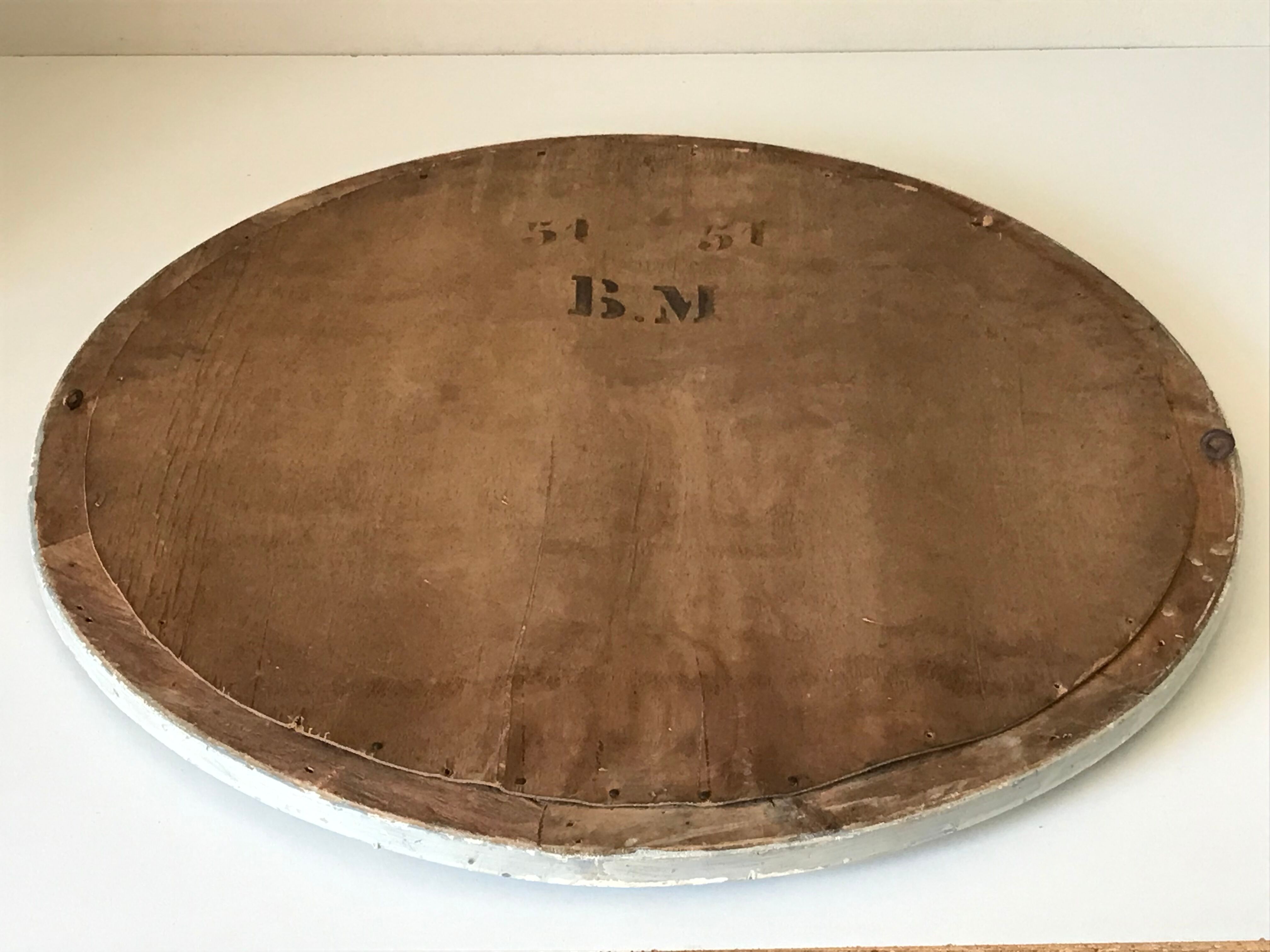 Vintage wood round mirror 1950