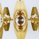Oscar Torlasco brass chandelier of 25 inches with optical prism lenses, Italy, 1970s.