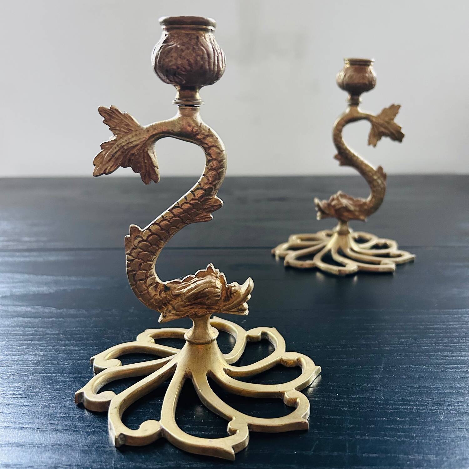Pair of gilded bronze candlesticks
