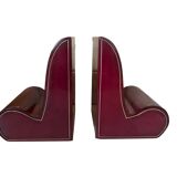 Pair of Italian leather bookends from the 60s