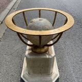 Italian design dining table in alabaster, gilded iron and tempered glass 70s vintage