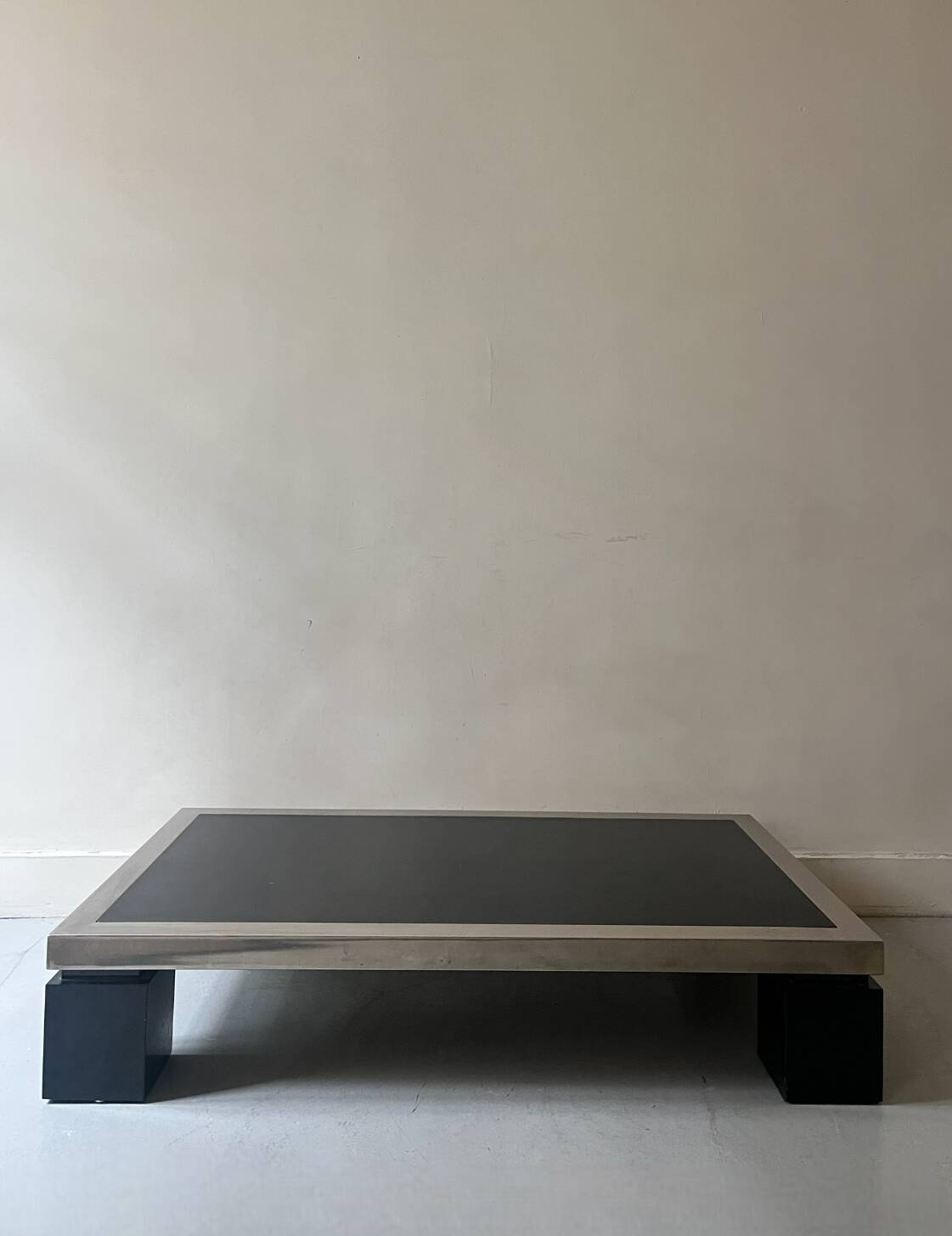 Black & brushed chrome coffee table in the style of Willy Rizzo, design 1970