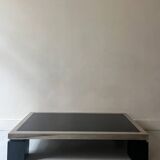 Black & brushed chrome coffee table in the style of Willy Rizzo, design 1970