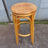High bar stool in woven rattan