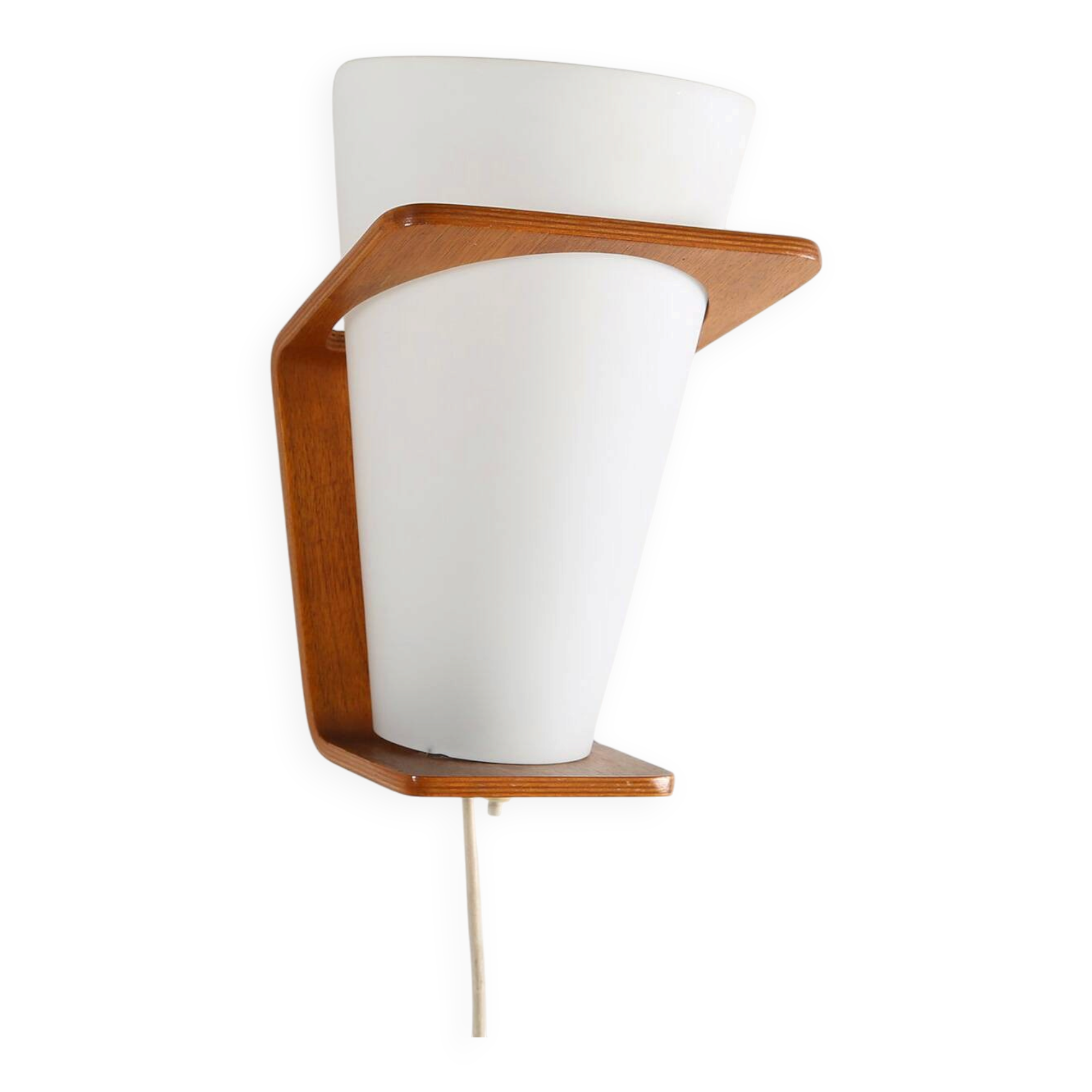 Wall Lamp in Curved Teak Plywood by Louis Kalff for Philips, 1959