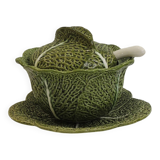 Vintage Cabbage-Shaped Tureen (Majolica/Barbotine)