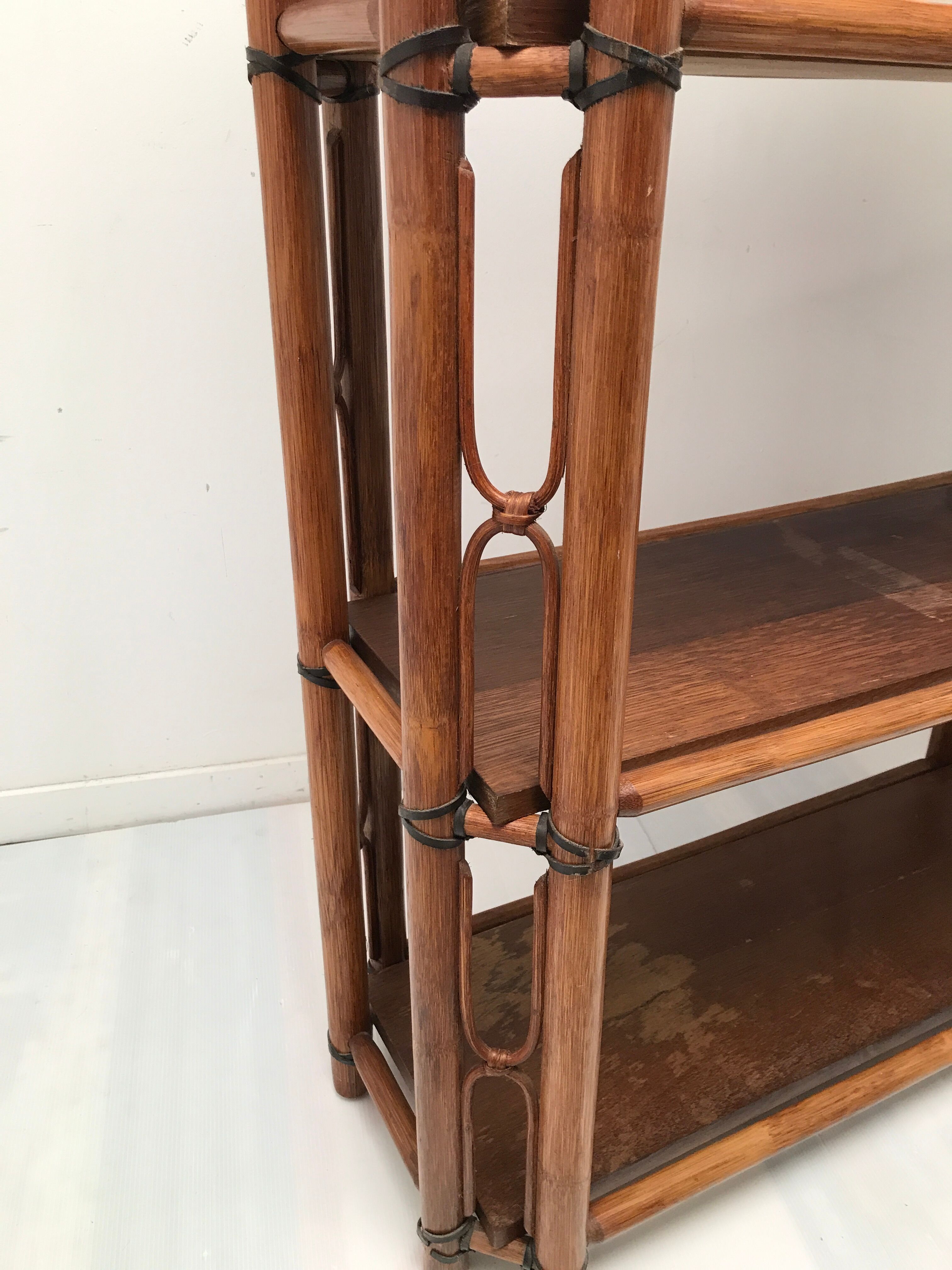 Bamboo and vintage leather storage