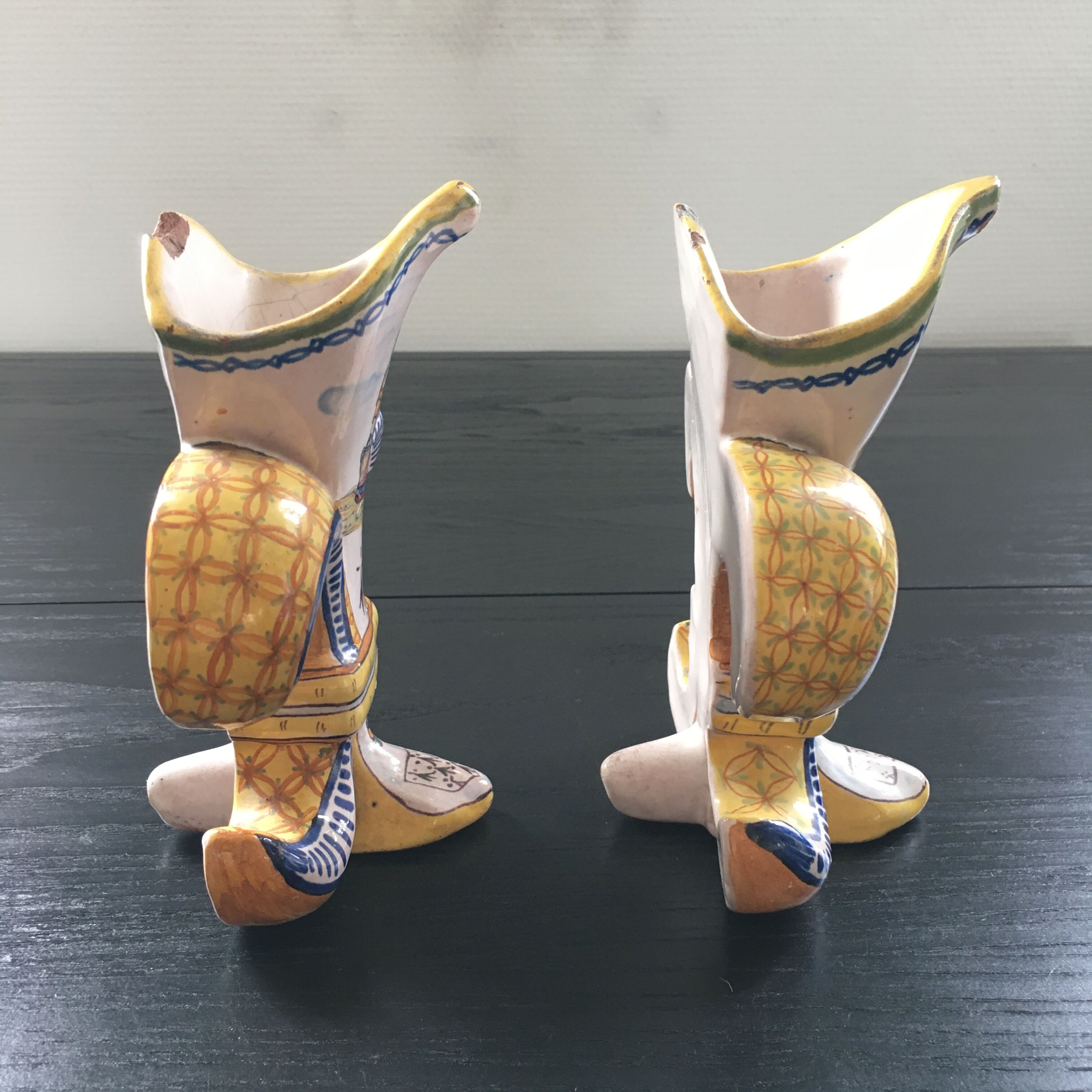 Pair of Henriot Quimper fleur-de-lys vases