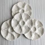 4 GIEN white barbotine shell plates