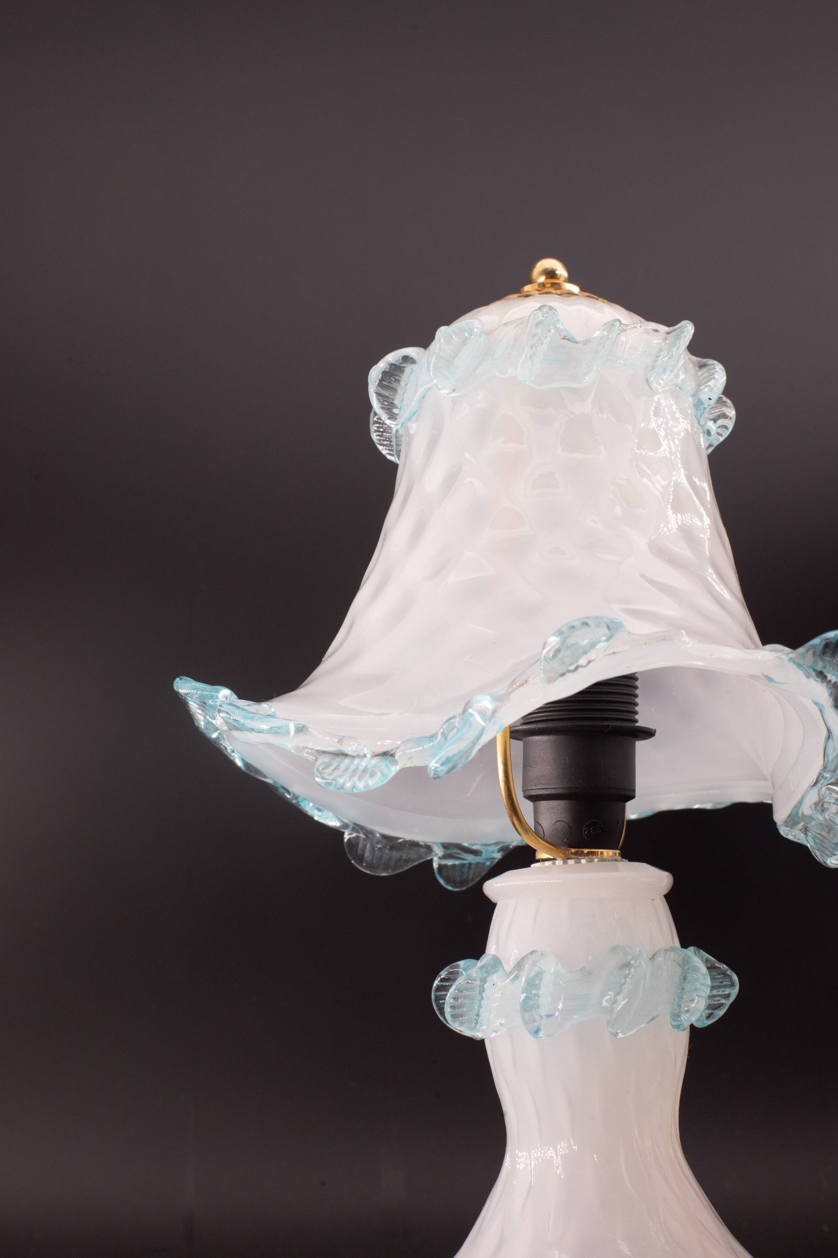 Petite Murano Blu and Trasparent Bubble Glass Table Lamps