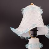 Lampe de table en verre de Murano blanc et bleu, Italie 1970