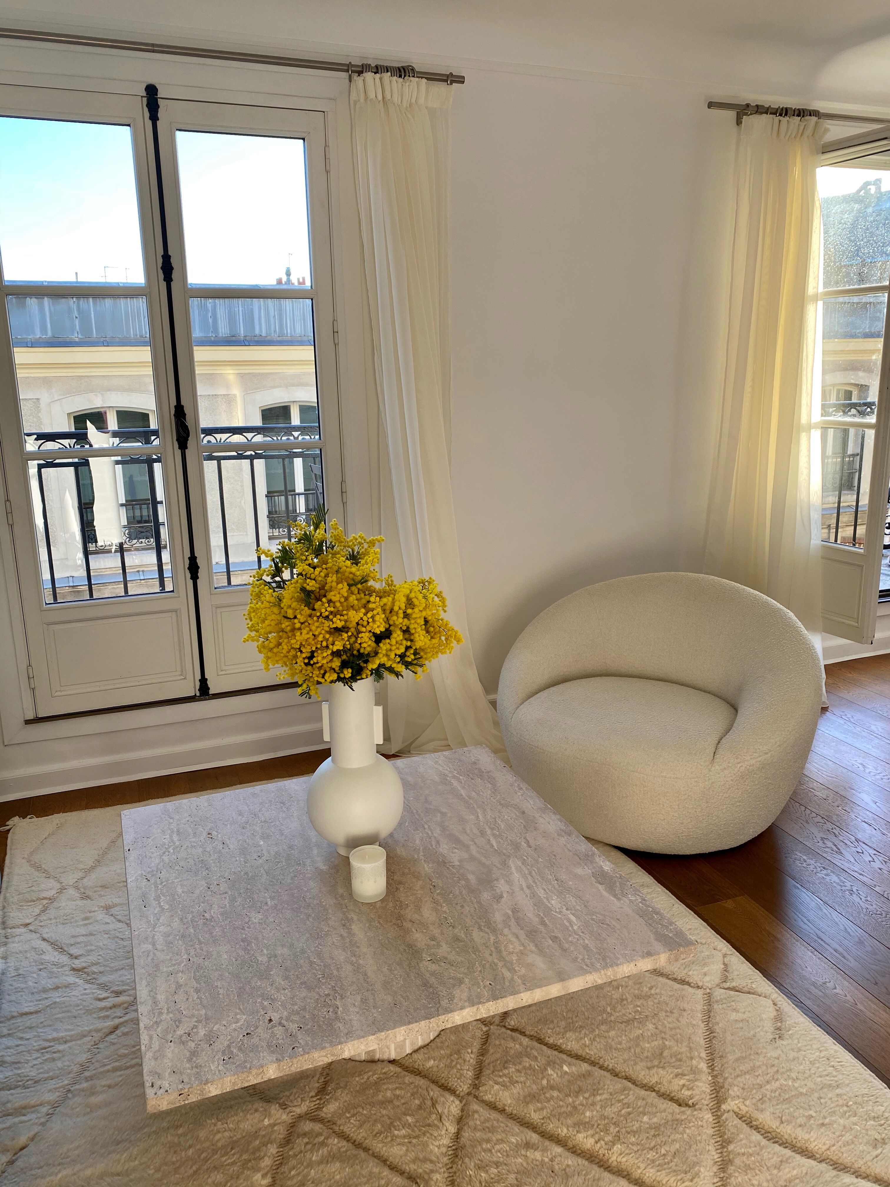 Natural travertine square Kalia coffee table 90x90