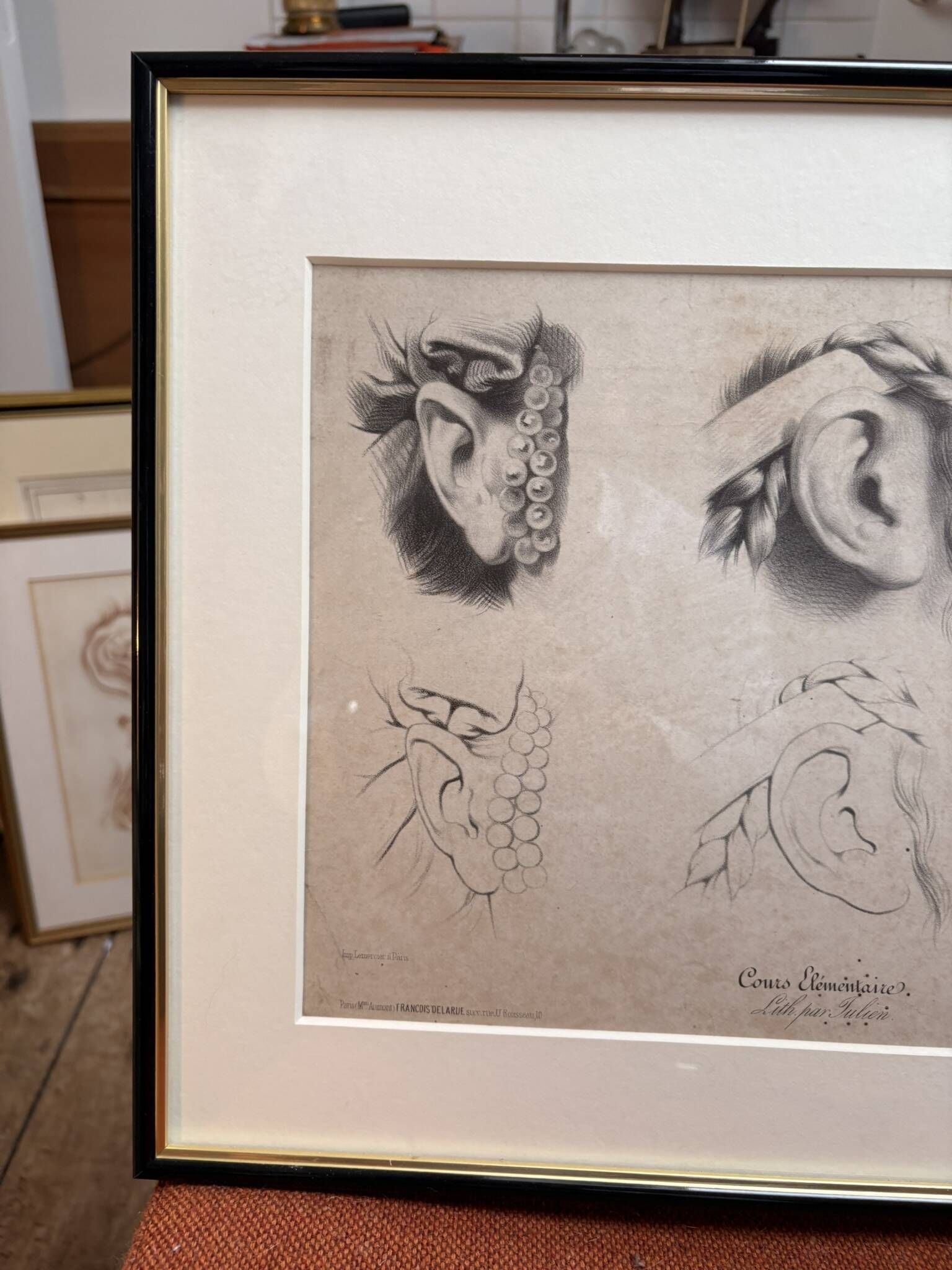 Print Engraving Elementary Course Female Ear Delarue Lemercier