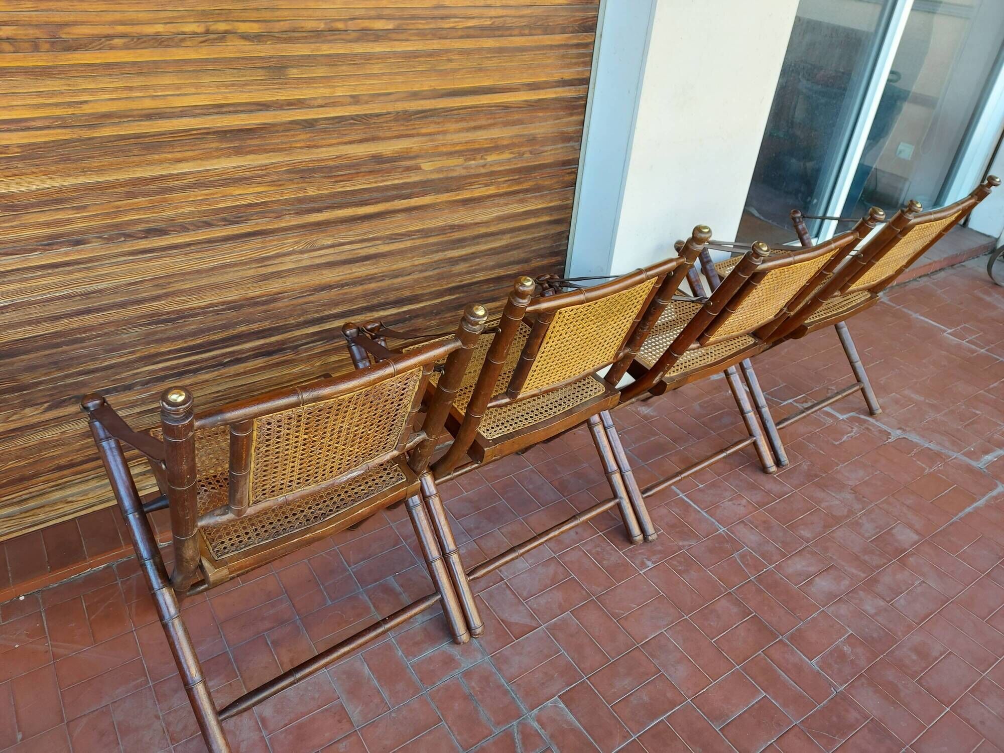 Set of 4 folding chairs old colonial style