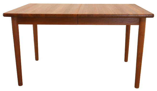 Vintage mid century modern KS Denmark rectangular teak extendable dining table 'Marbjerg'