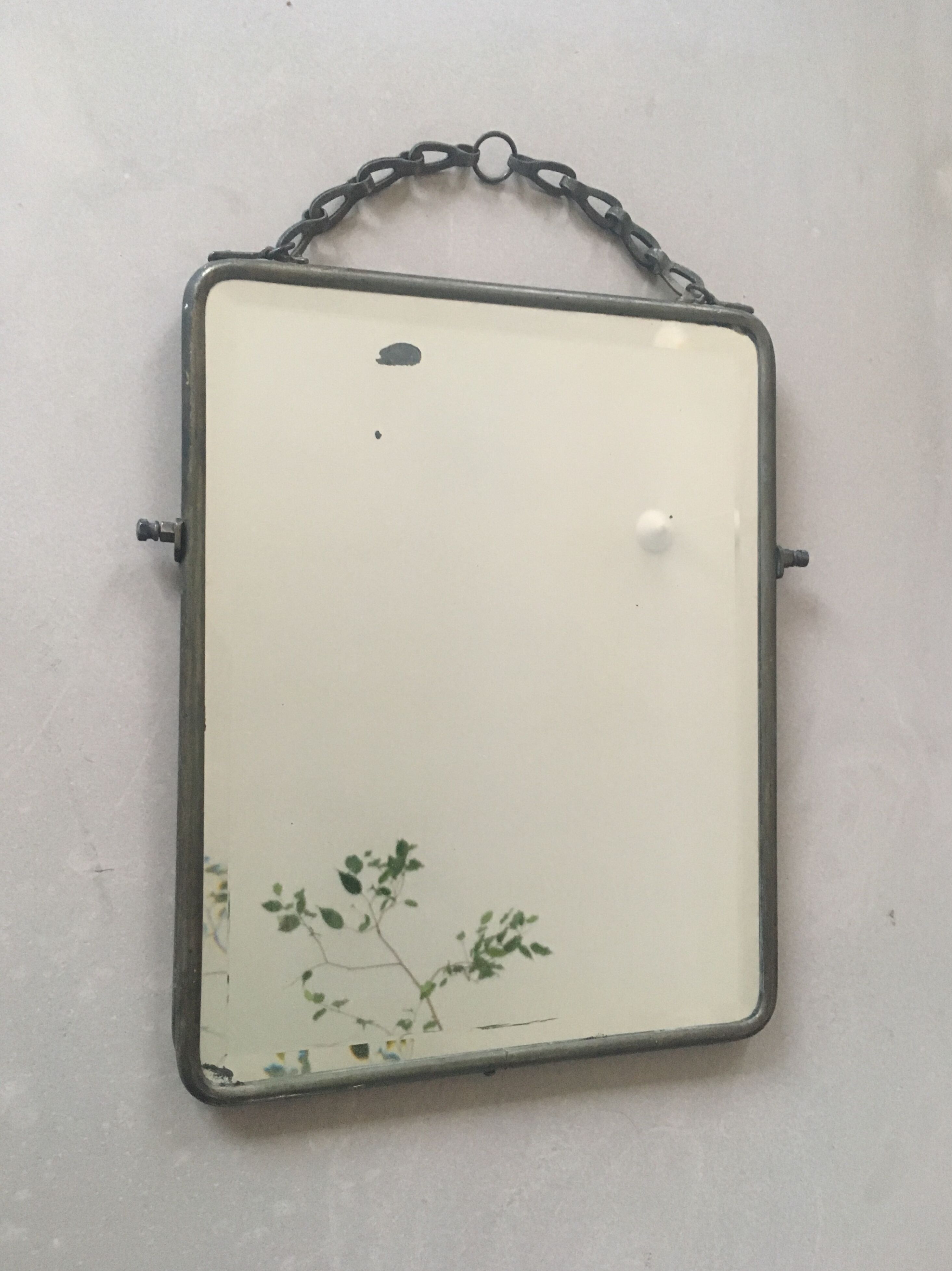 Large barber mirror to hang or lay 24x30cm