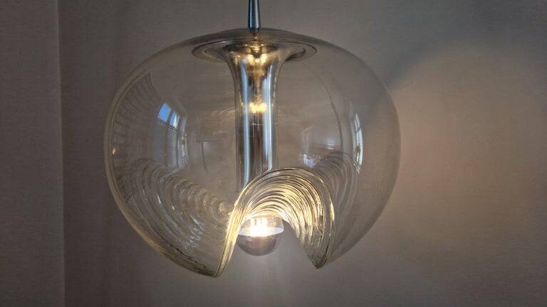 Midcentury Pendant "Wave" by Koch and Lowy for Peill & Putzler, 1960s